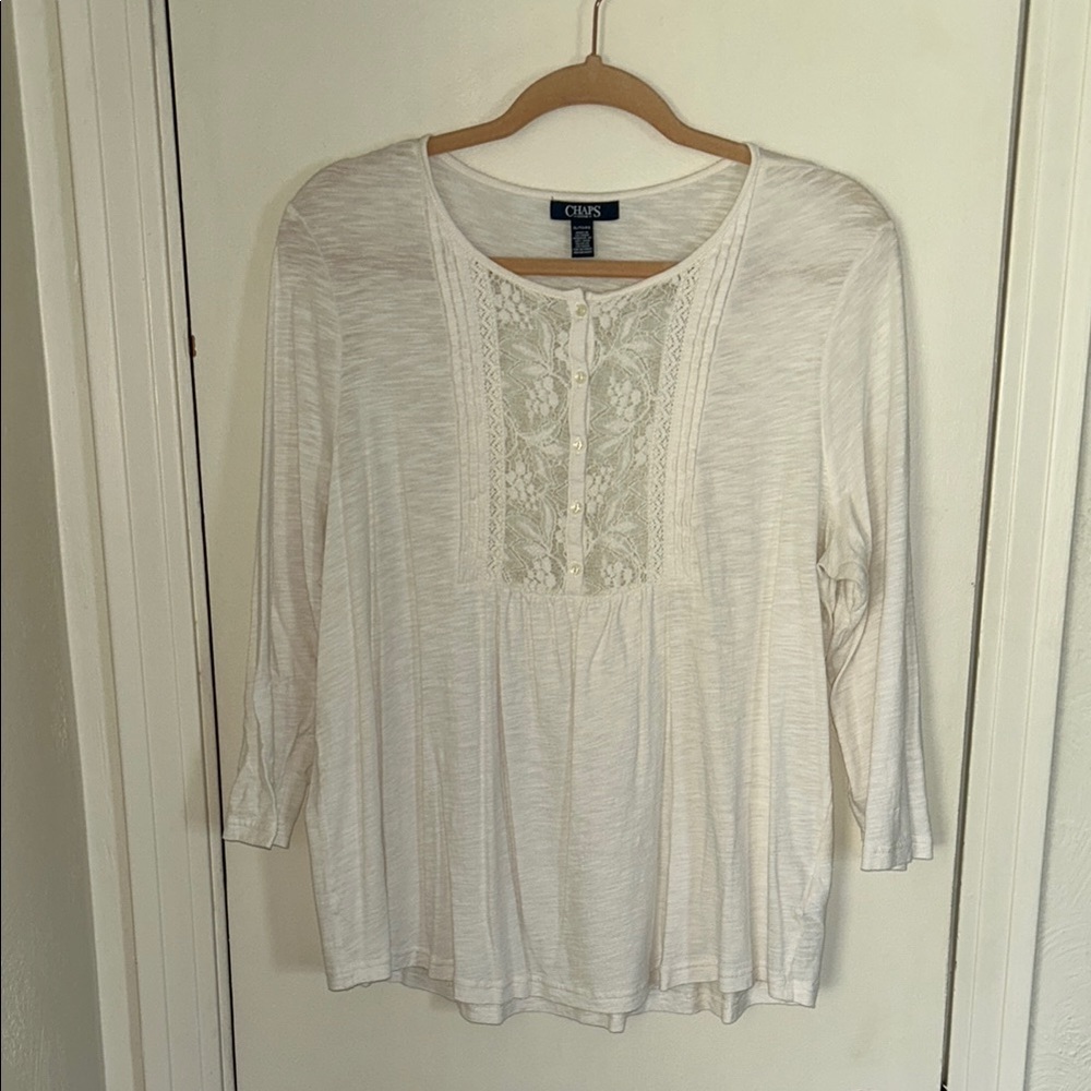 Chaps White Blouse Classic Elegance